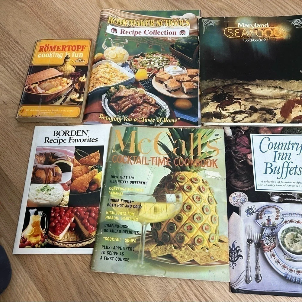 Vintage Cookbook Bundle McCall’s Cocktail Time Romertopf Borden Maryland Seafood